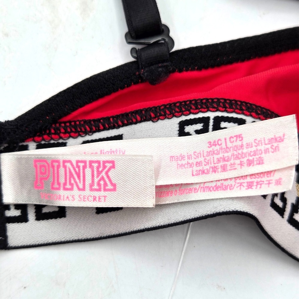 Victoria's Secret PINK Bra Size 34C Red Wear Everywhere Wireless Lightly‎ Lined - Picture 3 of 3